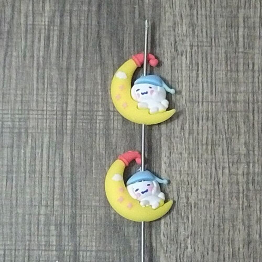 #8022 -  2 Pack Cinnamoroll on the moon focal beads for beadable pens